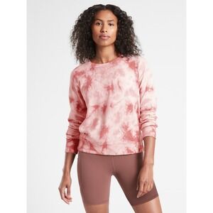 Athleta Sundown Sweatshirt Womens Size‎ XXS 2XS Pink Tie Dye Crew Neck Pullover